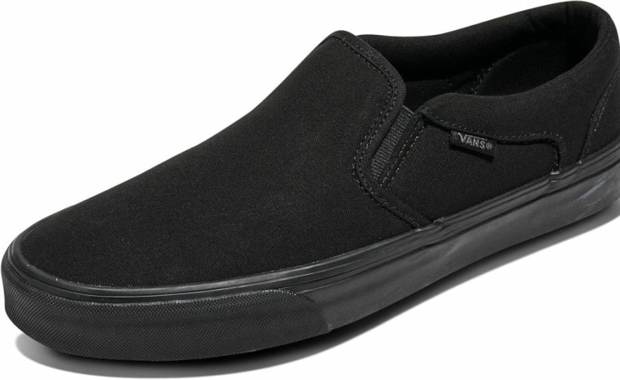 Vans Men's Asher Slip-On Canvas Sneakers - Classic Black & White Casual Shoes