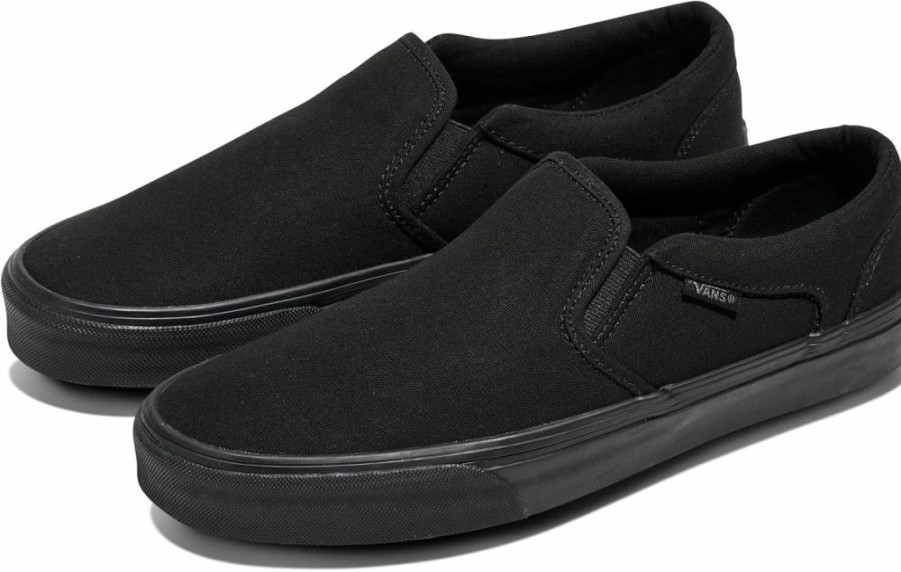 Vans Men's Asher Slip-On Canvas Sneakers - Classic Black & White Casual Shoes