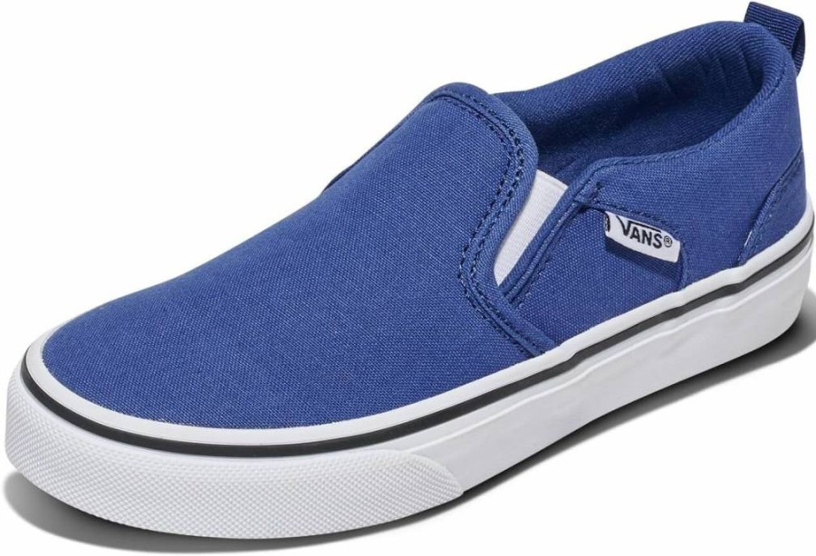 Vans Kids' Asher Slip-On Sneakers for Boys and Girls - Comfortable Canvas Casual Shoes