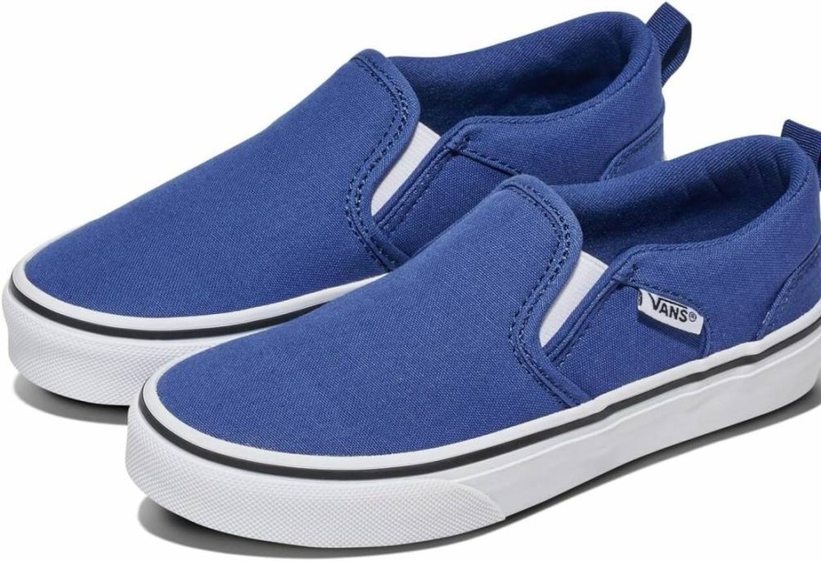 Vans Kids' Asher Slip-On Sneakers - Comfortable Canvas Shoes for Boys and Girls