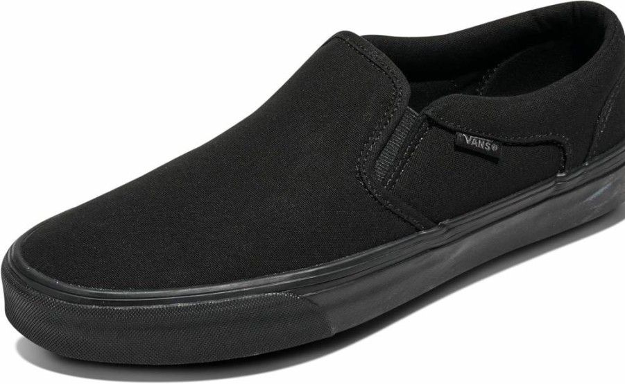 Vans Men's Asher Slip-On Canvas Sneakers - Classic Black & White Casual Shoes